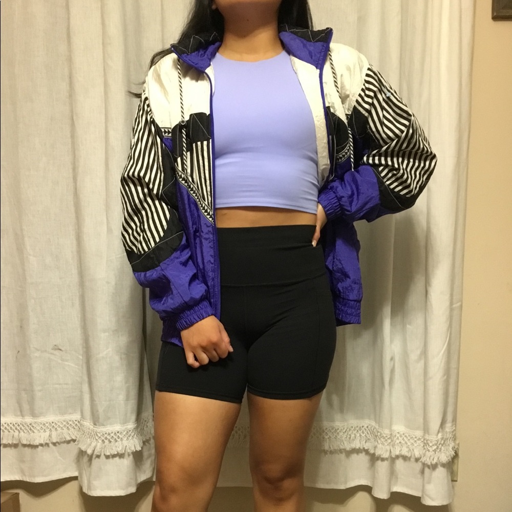 80’s retro purple track suit